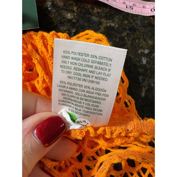 Wild Fable Cover Up Dress Womens 2XL Plus Orange Fishnet Mesh Midi - Picture 7 of 8